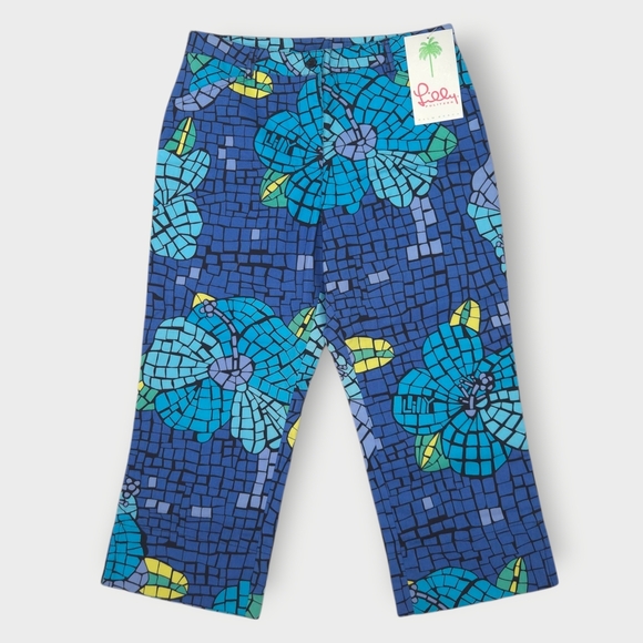 NWT Lilly Pulitzer Pants Girl White Label Size 12 Mosaic Stained Glass Capri - Picture 6 of 10